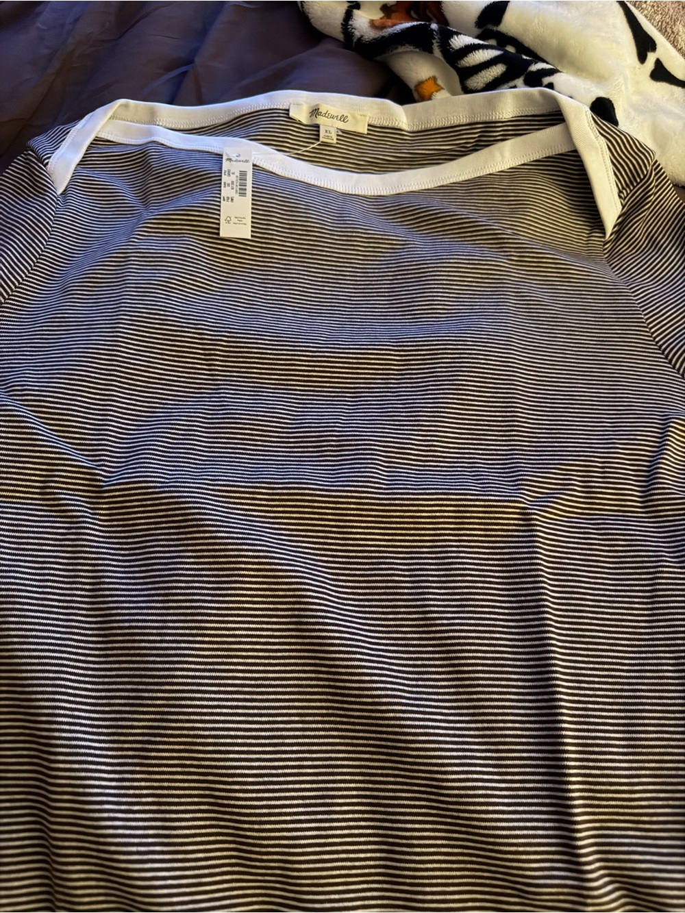 Madewell Brown and White Narrow Striped Short Sleeve Tee